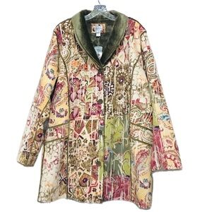 Chico’s Paisley Fur Coat Size 3 NWT